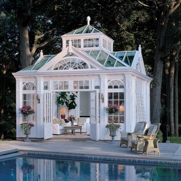 victorian glass greenhouse with swimming pool 